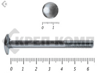 Болт мебельный, цинк DIN607 с усом 6х 65 пр.5,8 Фасовка МОСКРЕП (100шт)